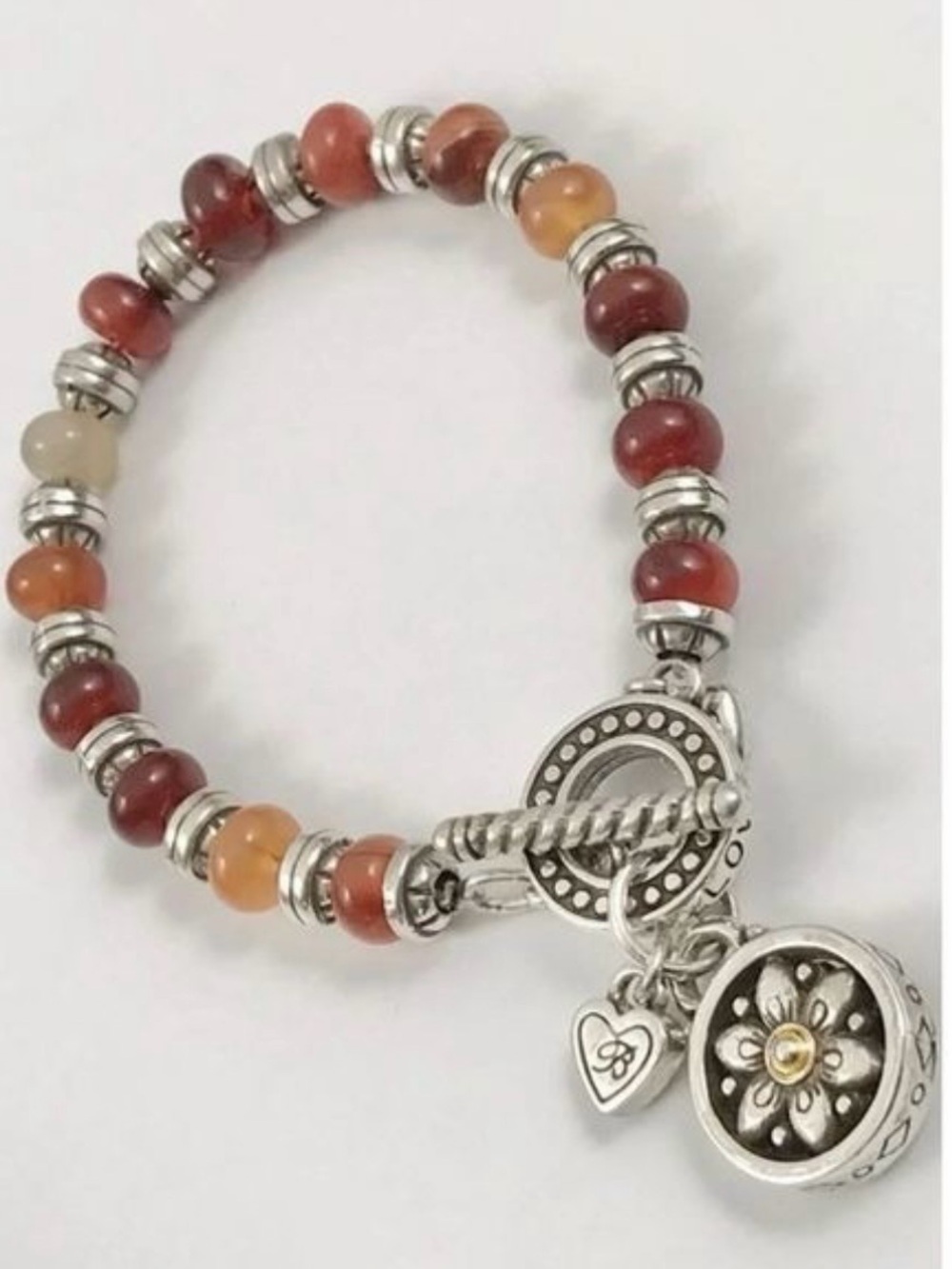 Brighton You are My Sunshine Agate Beaded Flower Charm Toggle Bracelet. EUC!